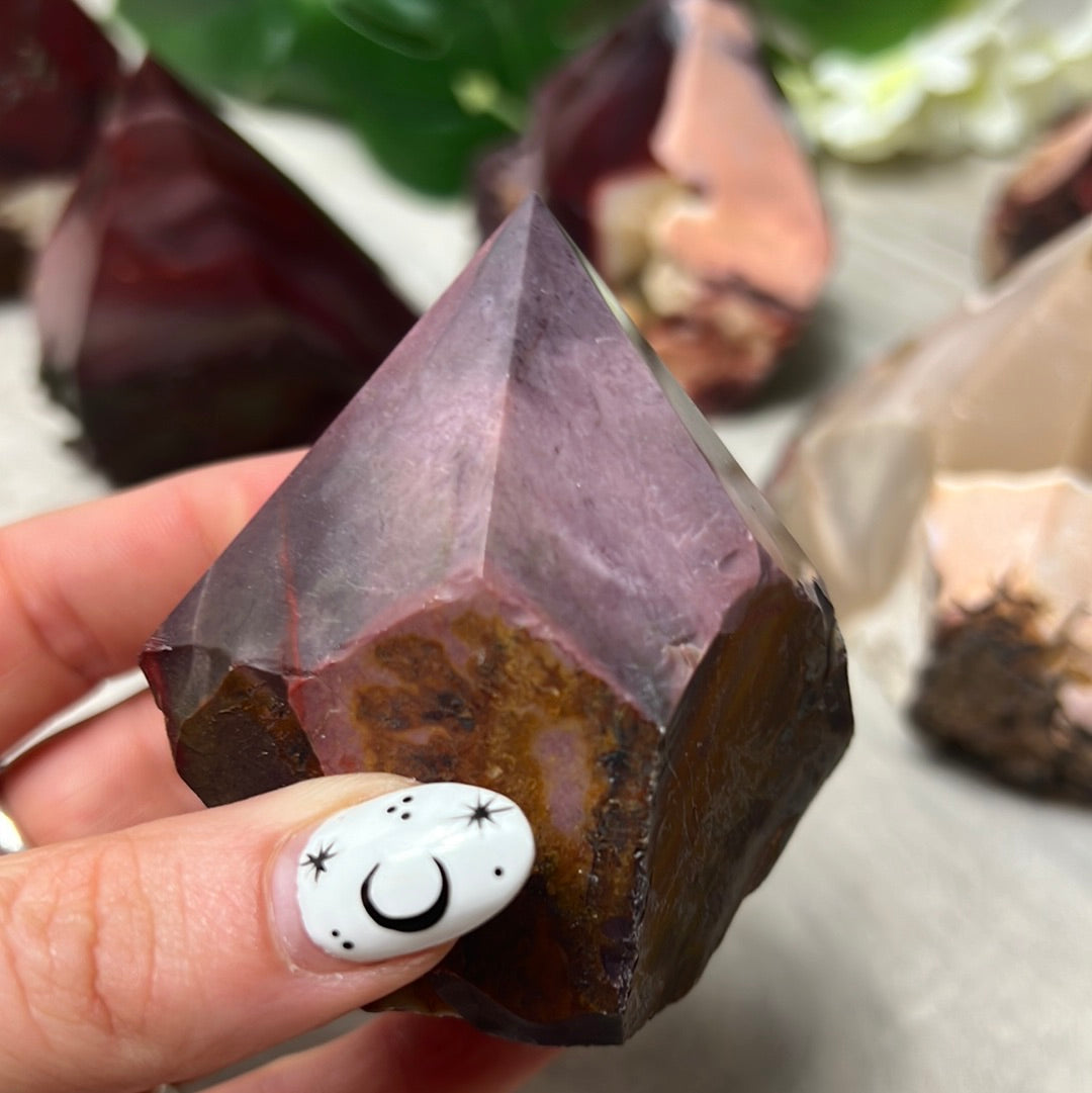 Mookaite Half & Half Polished Raw Tower Points