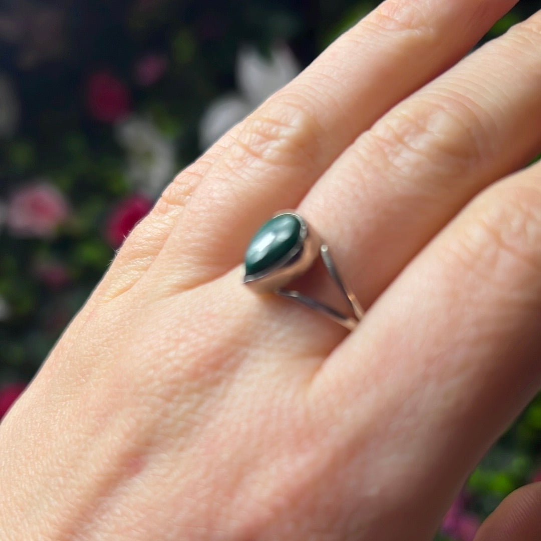 Malachite 925 Sterling Silver Ring -  Size Z + 1 1/2