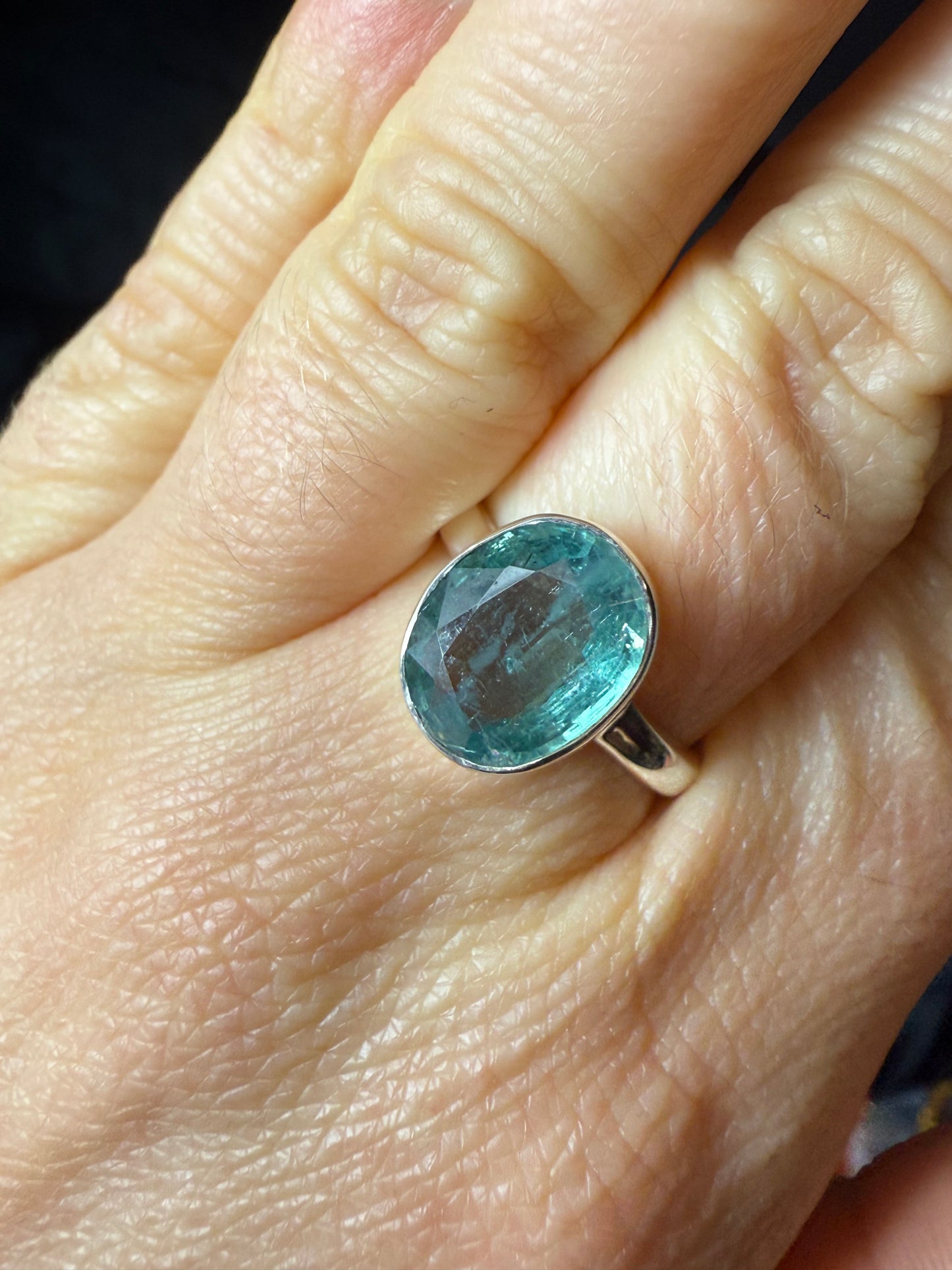 Green Kyantie 925 Ring - Size Q 1/2 - R