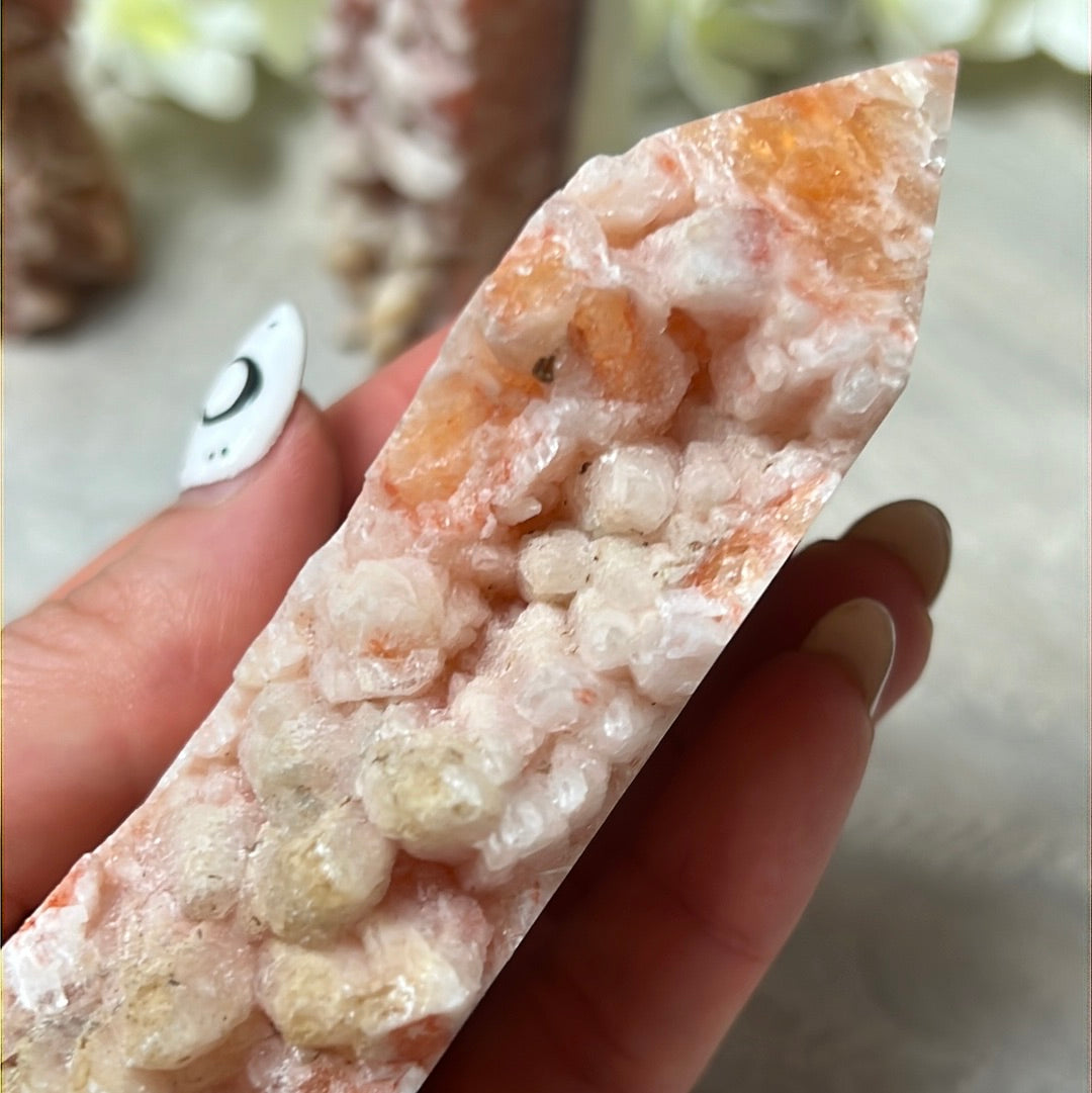 Sunstone, Orchid & Orange Calcite Druzy Tower Points
