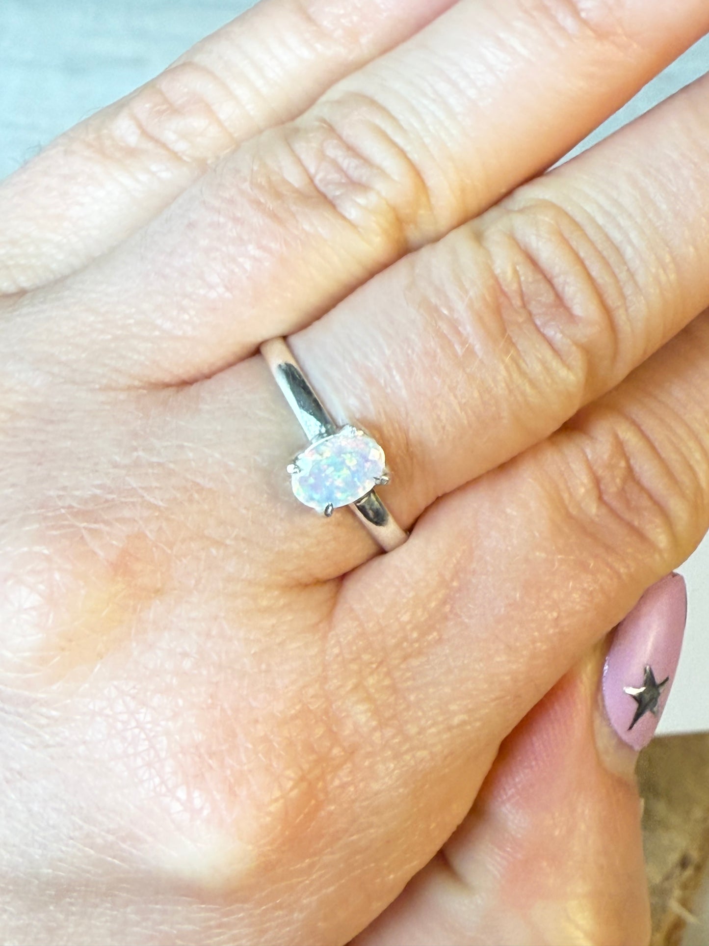 Ethiopian Opal 925 Silver Ring - Size S