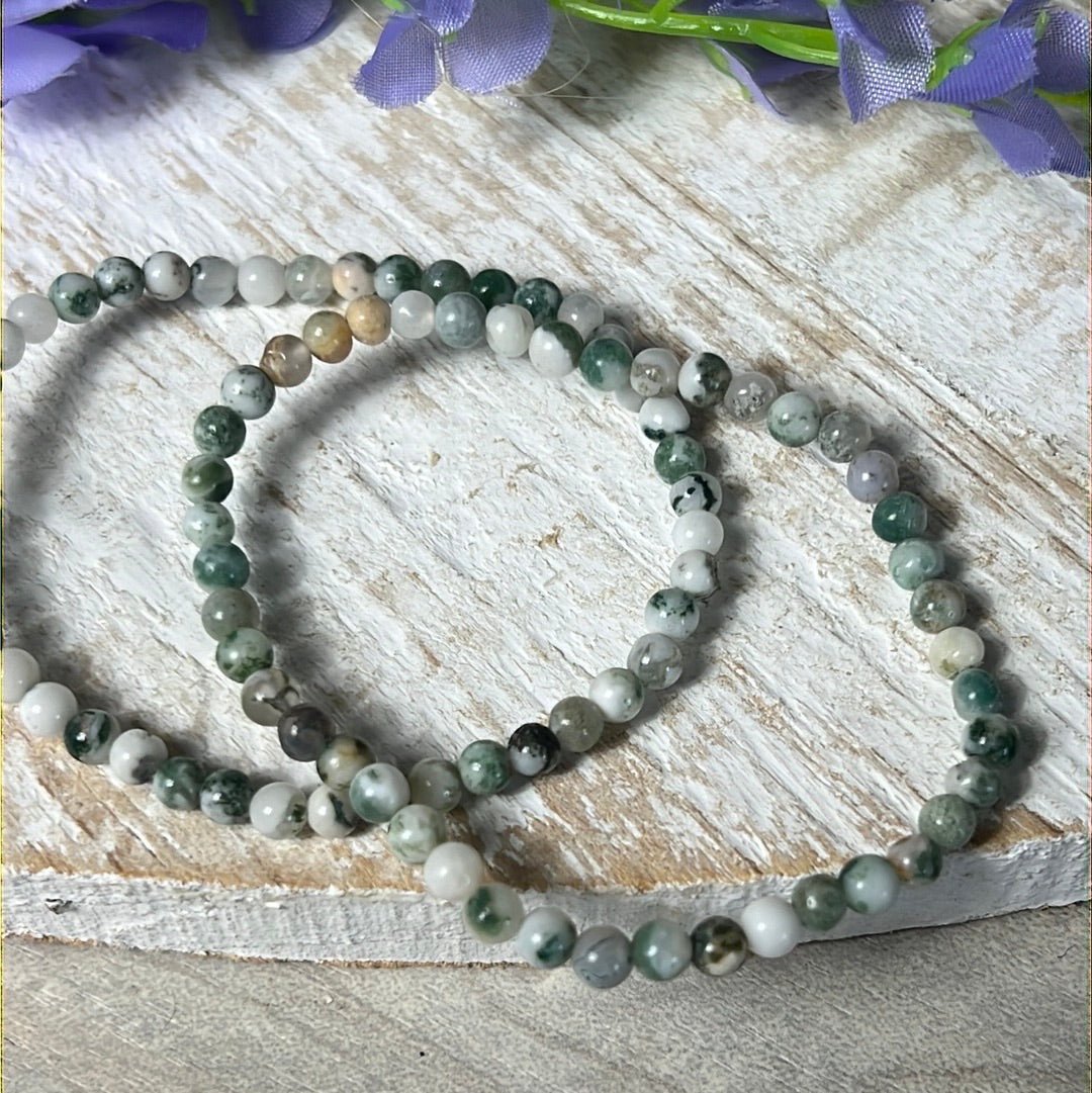 4mm Moss Tree Agate Bead Bracelet