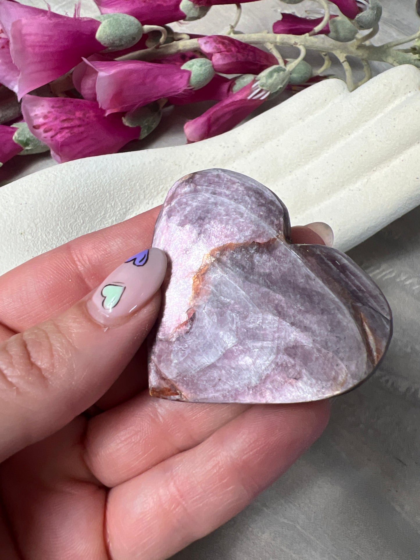 Gem Lepidolite Heart