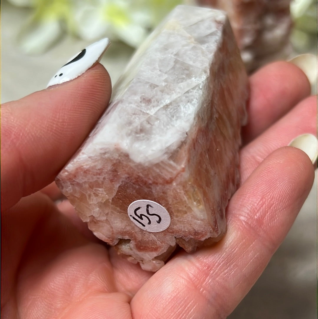 Sunstone, Orchid & Orange Calcite Druzy Tower Points