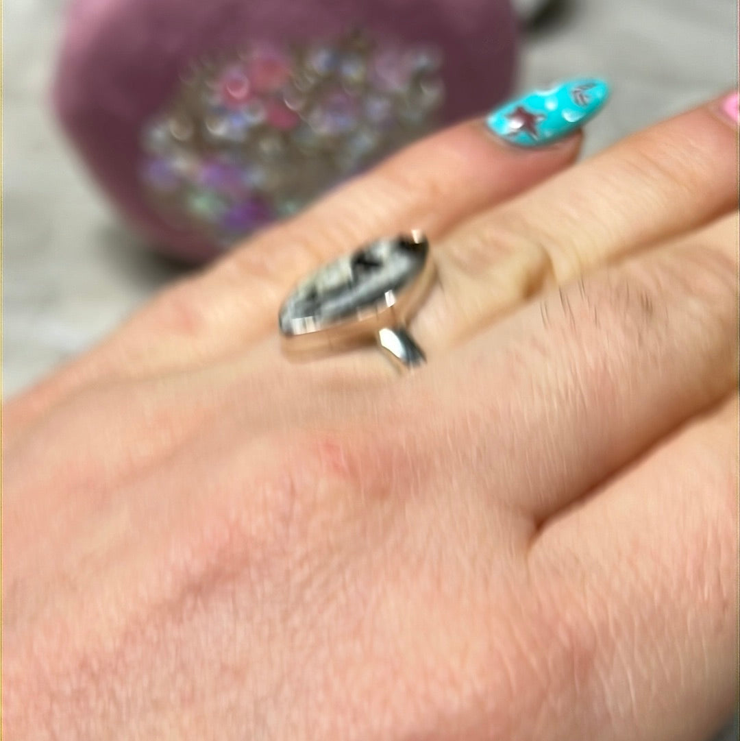 Astrophyllite 925 Sterling Silver Ring - Size L 1/2