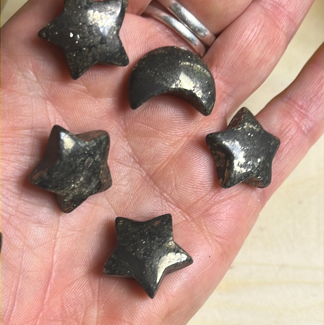 Pyrite - Mini Moon Star Pair