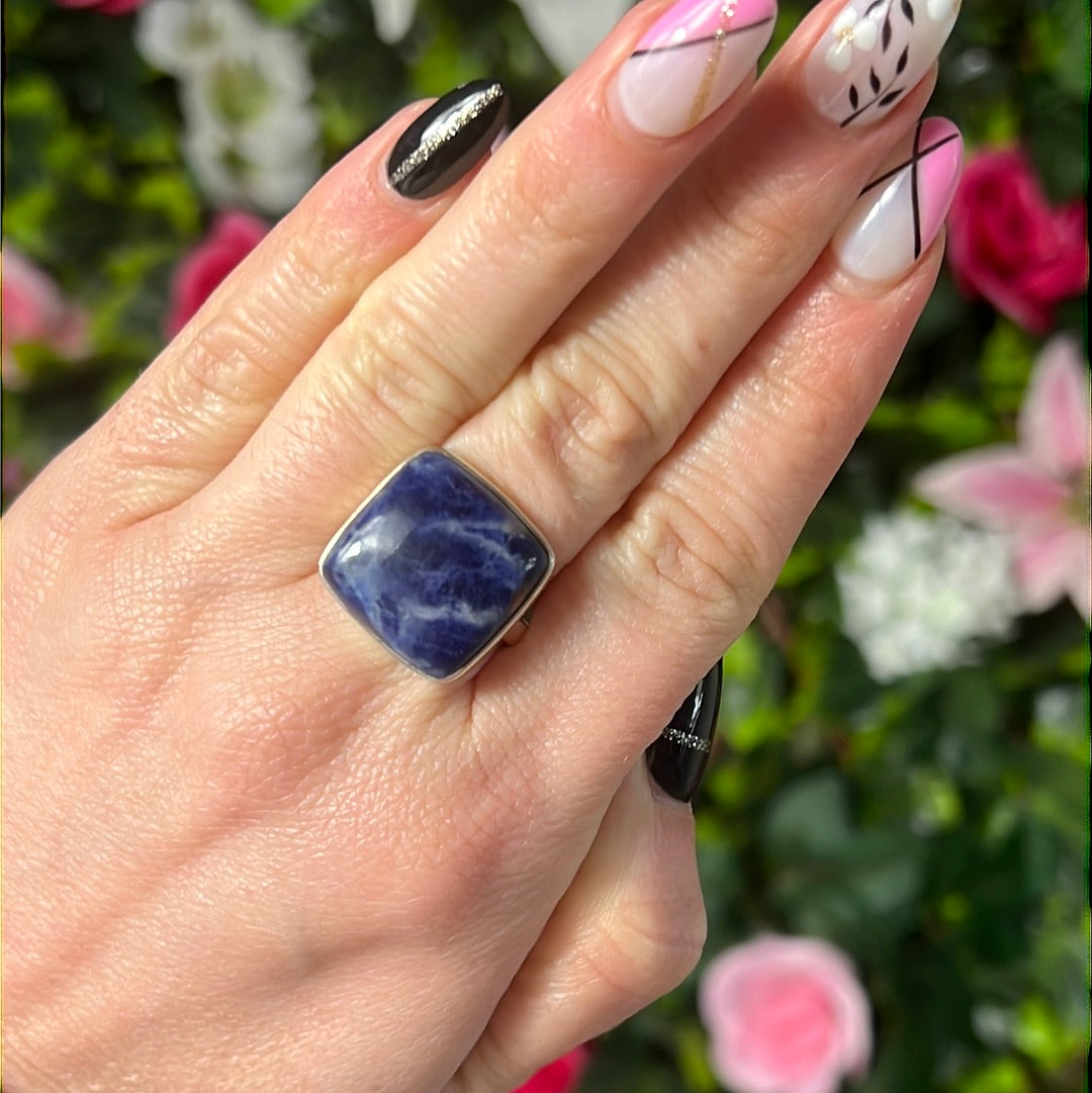 Sodalite 925 Silver Ring -  Size S