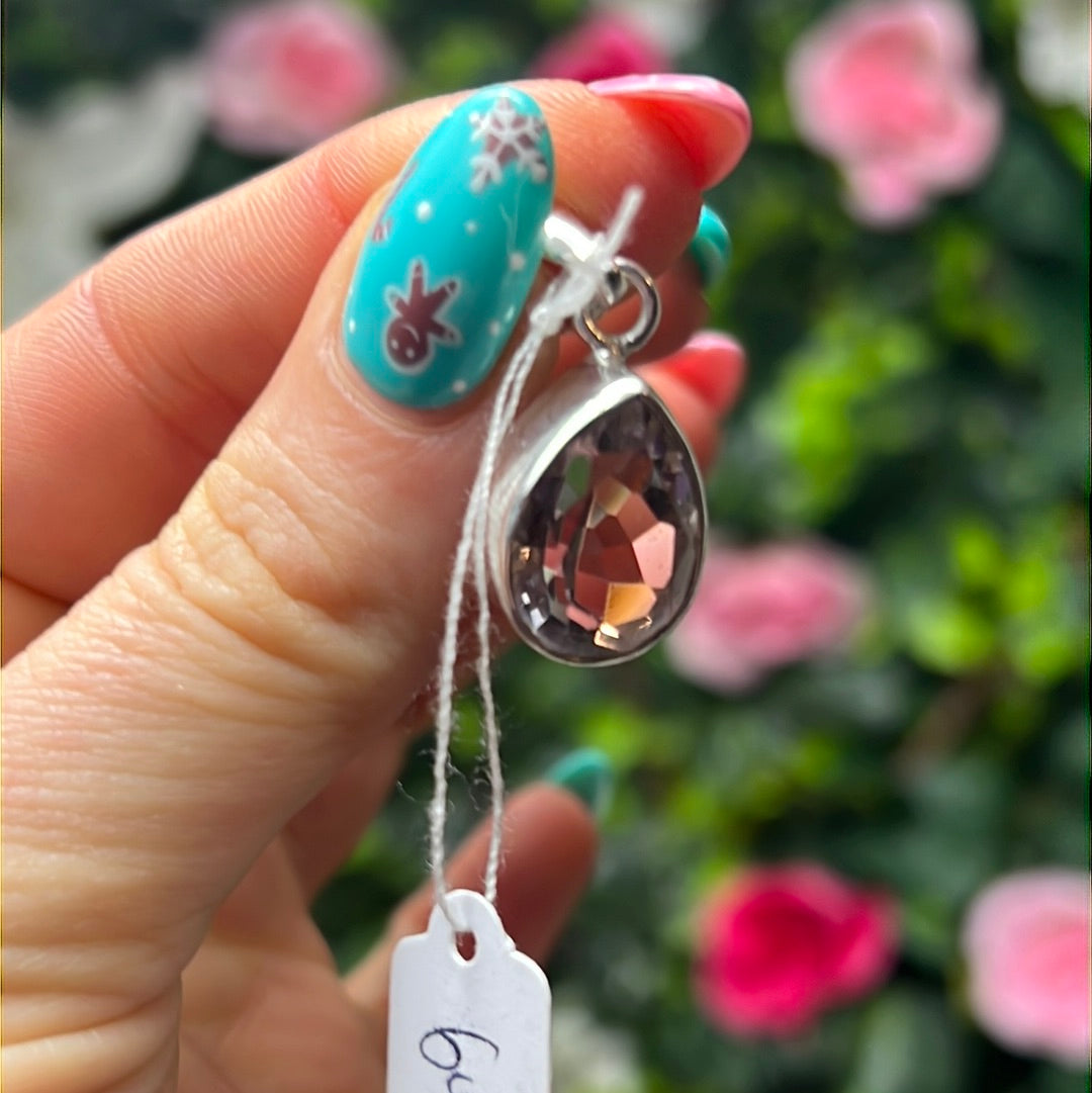 Pink Amethyst - Facet 925 Sterling Silver Pendant