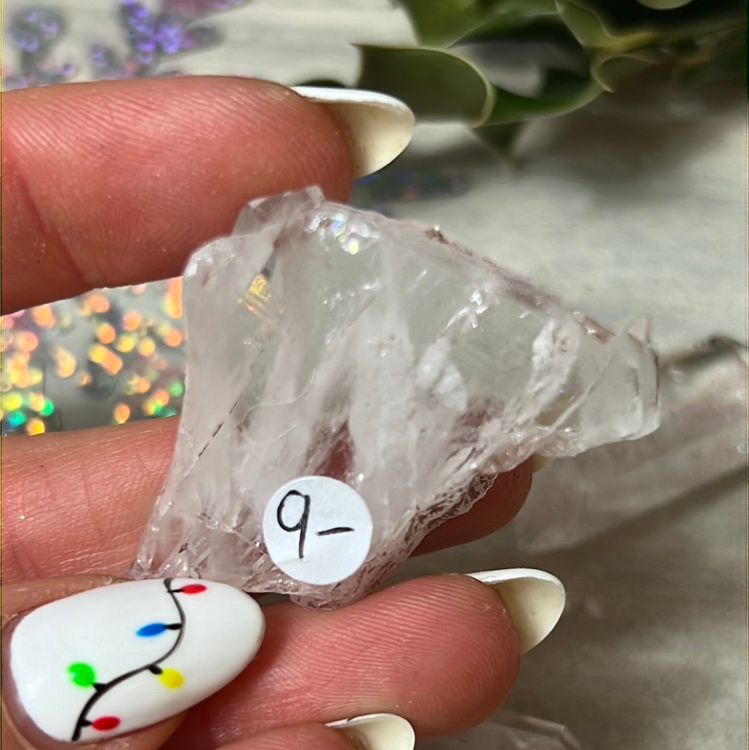 Pink lithium quartz specimen