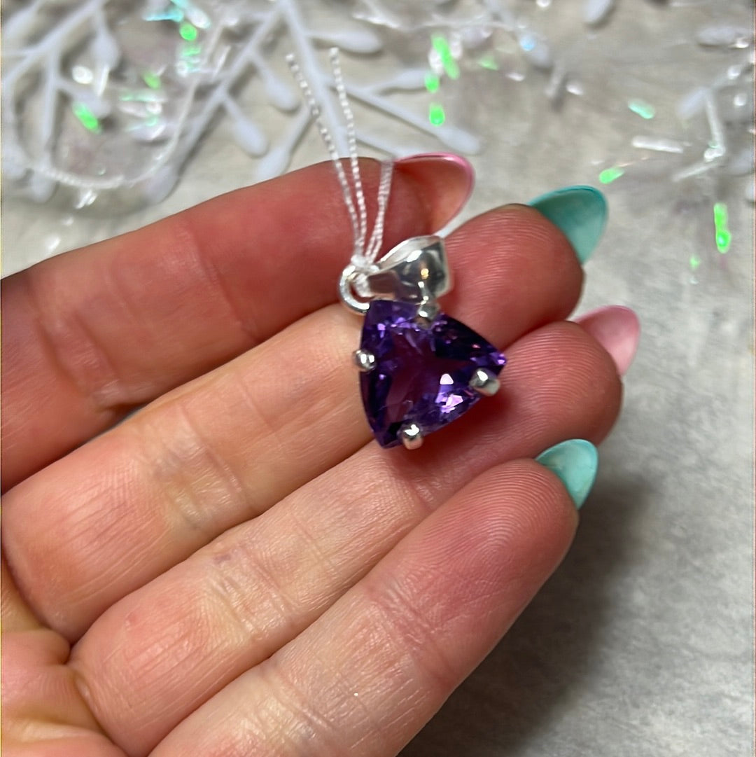 Amethyst - AA Grade Gem - 925 Sterling Silver Pendant