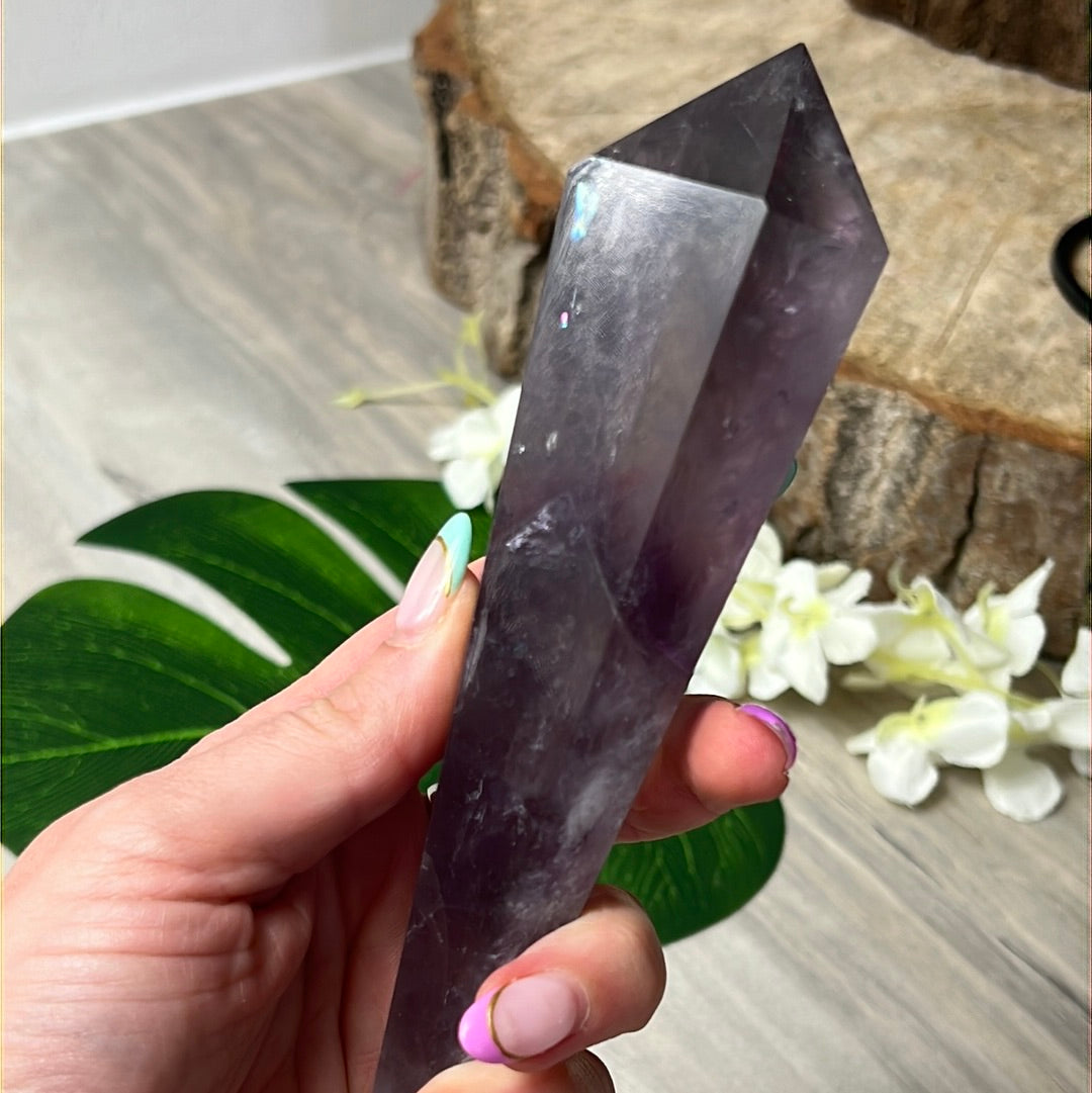Statement Phantom Fingerprint Amethyst Smokey Quartz Wand