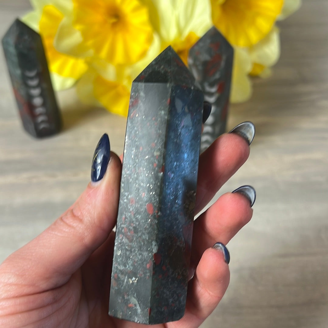 African Bloodstone Moon Phase Lunar Point Tower