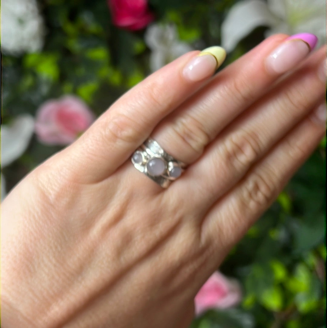 Trio Fidget Spinner Ring - Sterling Silver 925 - Size L 1/2