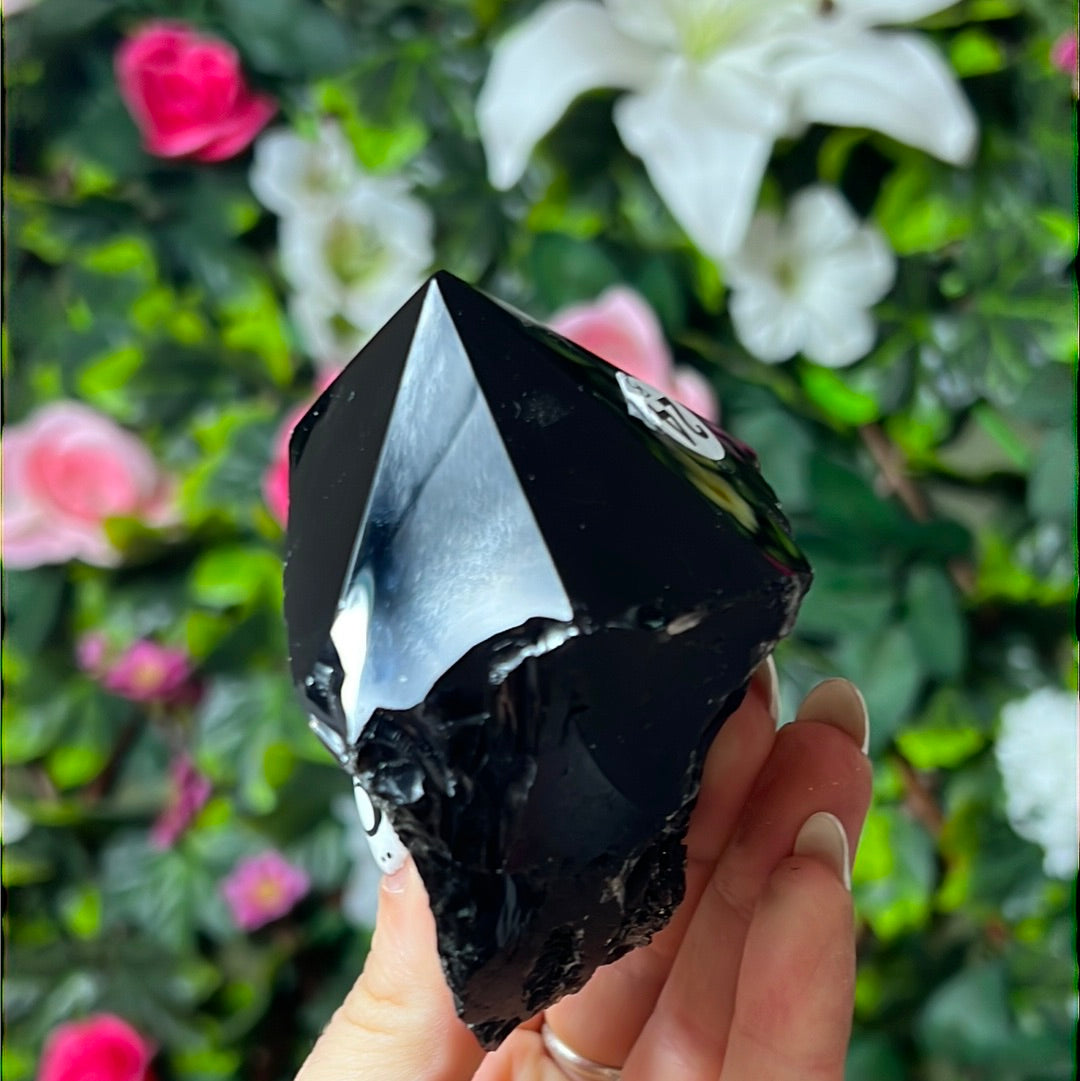 Black Obsidian Half & Half Polished Raw Tower Point
