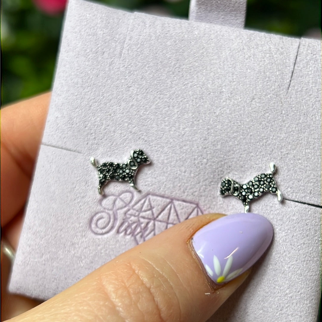 Dog Sterling Studs Earrings