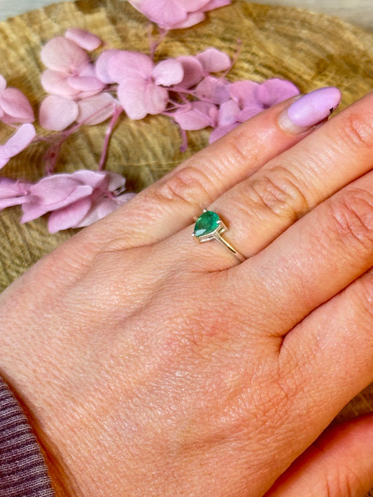 Zambian Emerald - Rare 925 Silver Ring - Size M