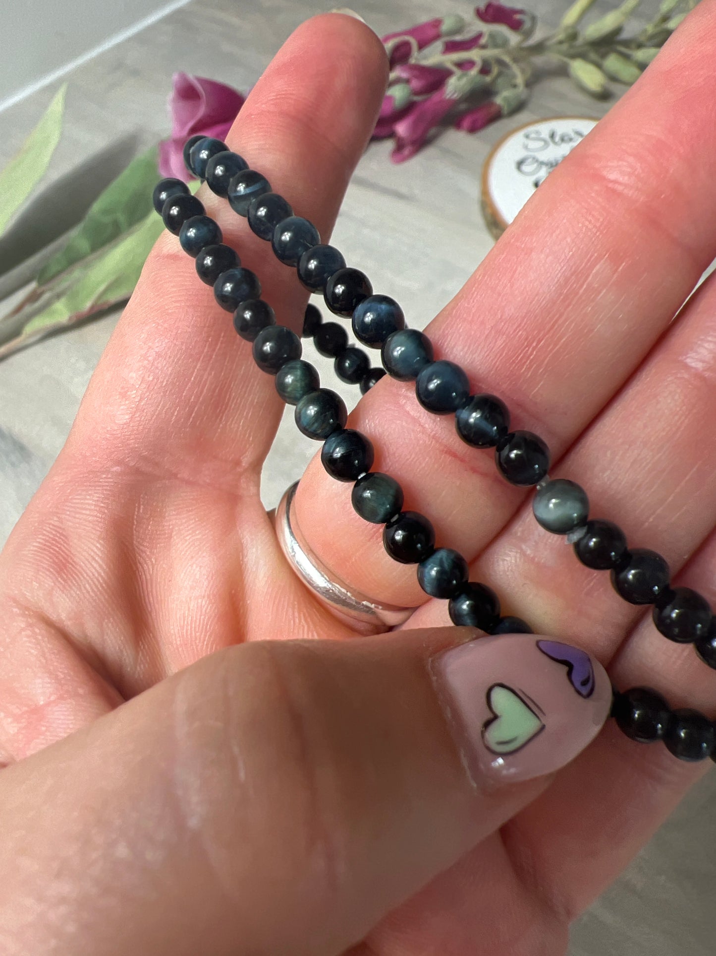 Blue Hawks Tigers Eye - 4mm Bead Bracelet