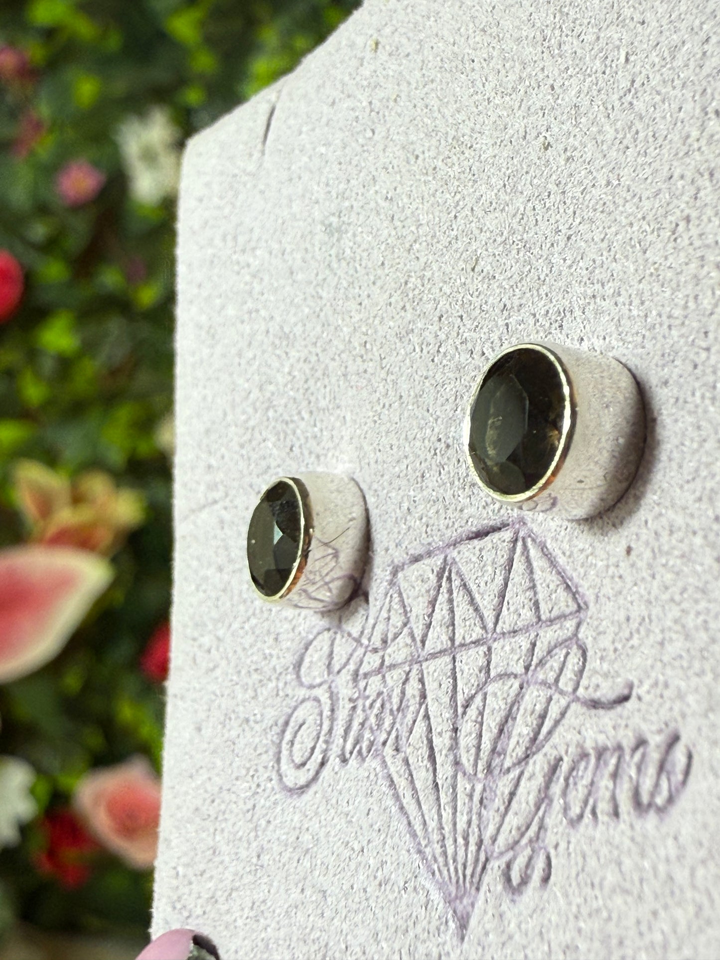 Smoky Facet 925 Sterling Silver Stud Earrings