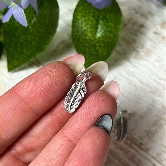 Feather 925 Sterling Silver Pendant Charm