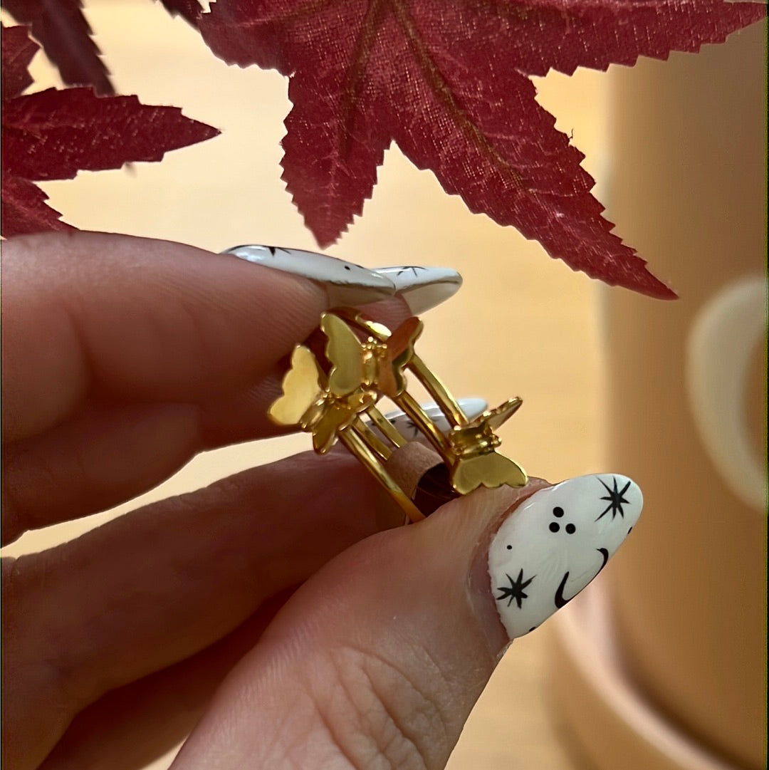 18K GOLD Trio Butterfly Stacker Ring