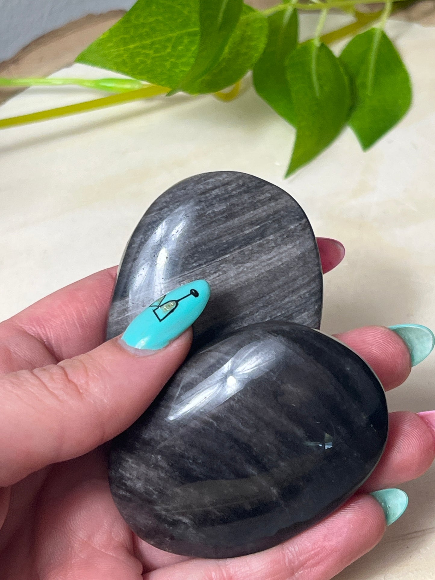 Silver Sheen Obsidian Palm