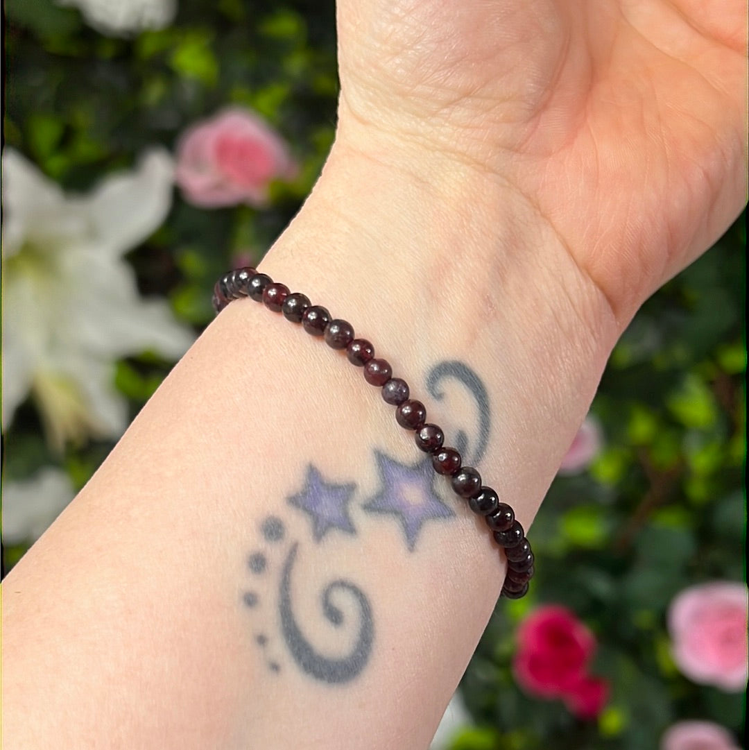 4mm Garnet Bead Bracelet