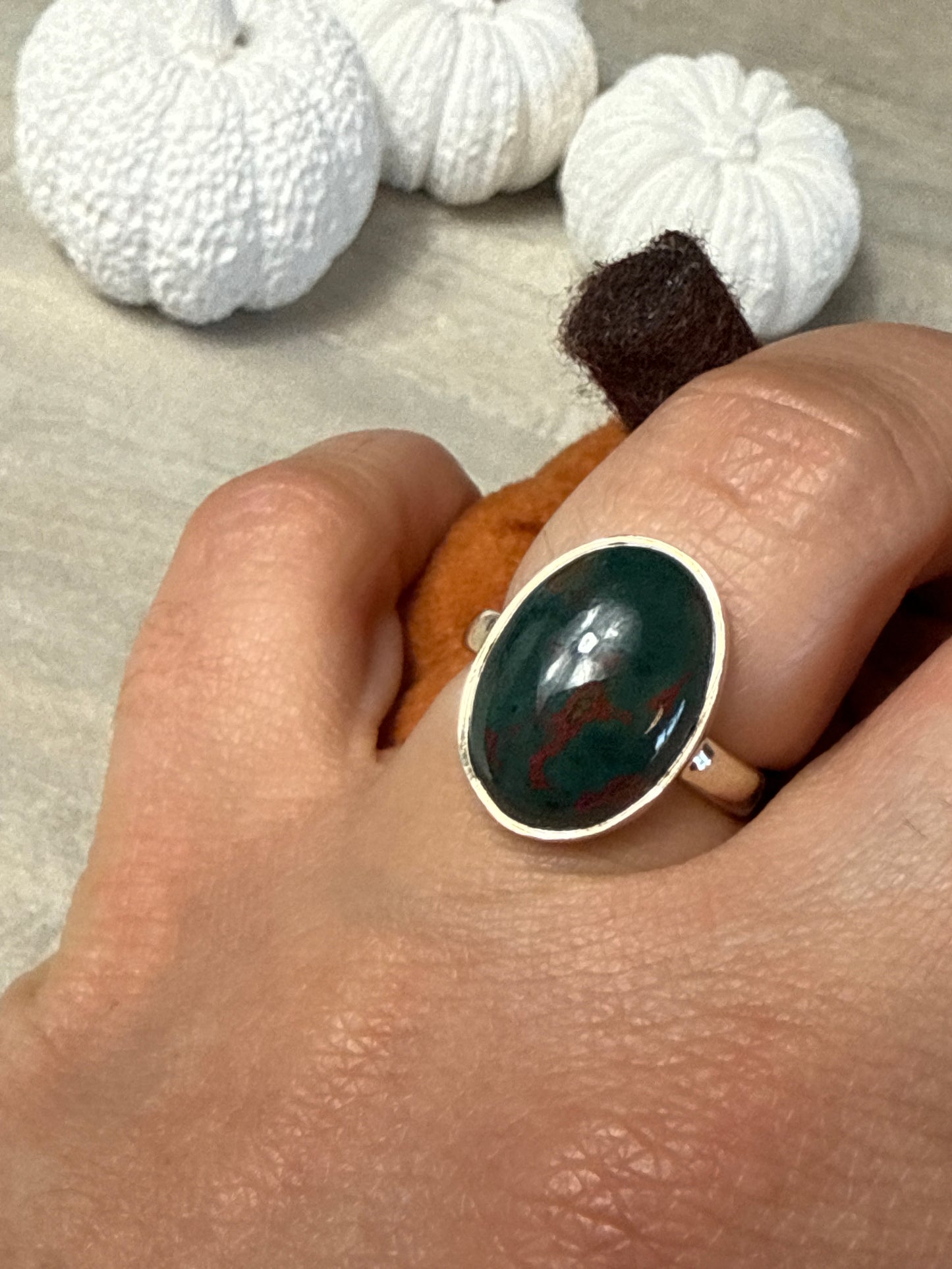 Bloodstone 925 Sterling Silver Ring - Size K