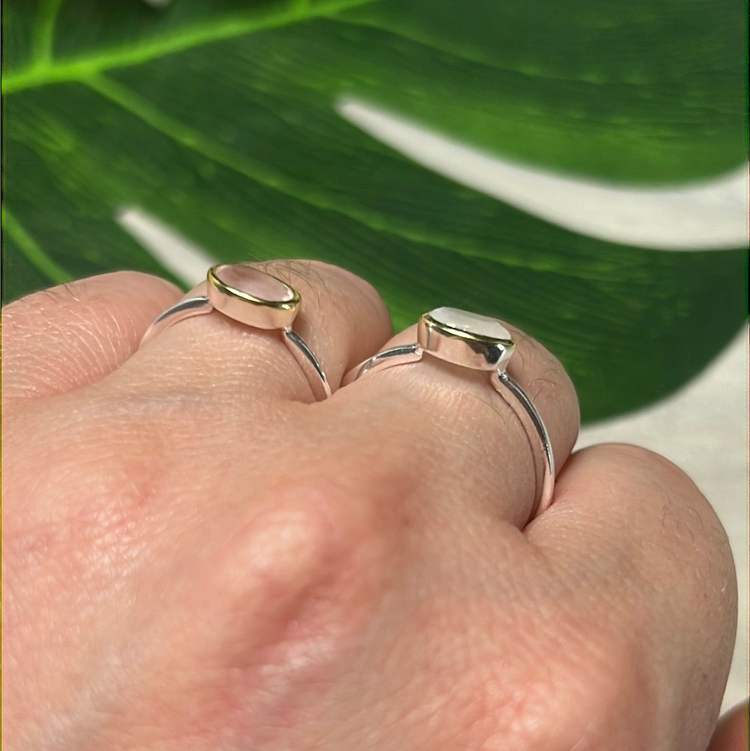 18K Gold & 925 Silver Combo Oval Ring