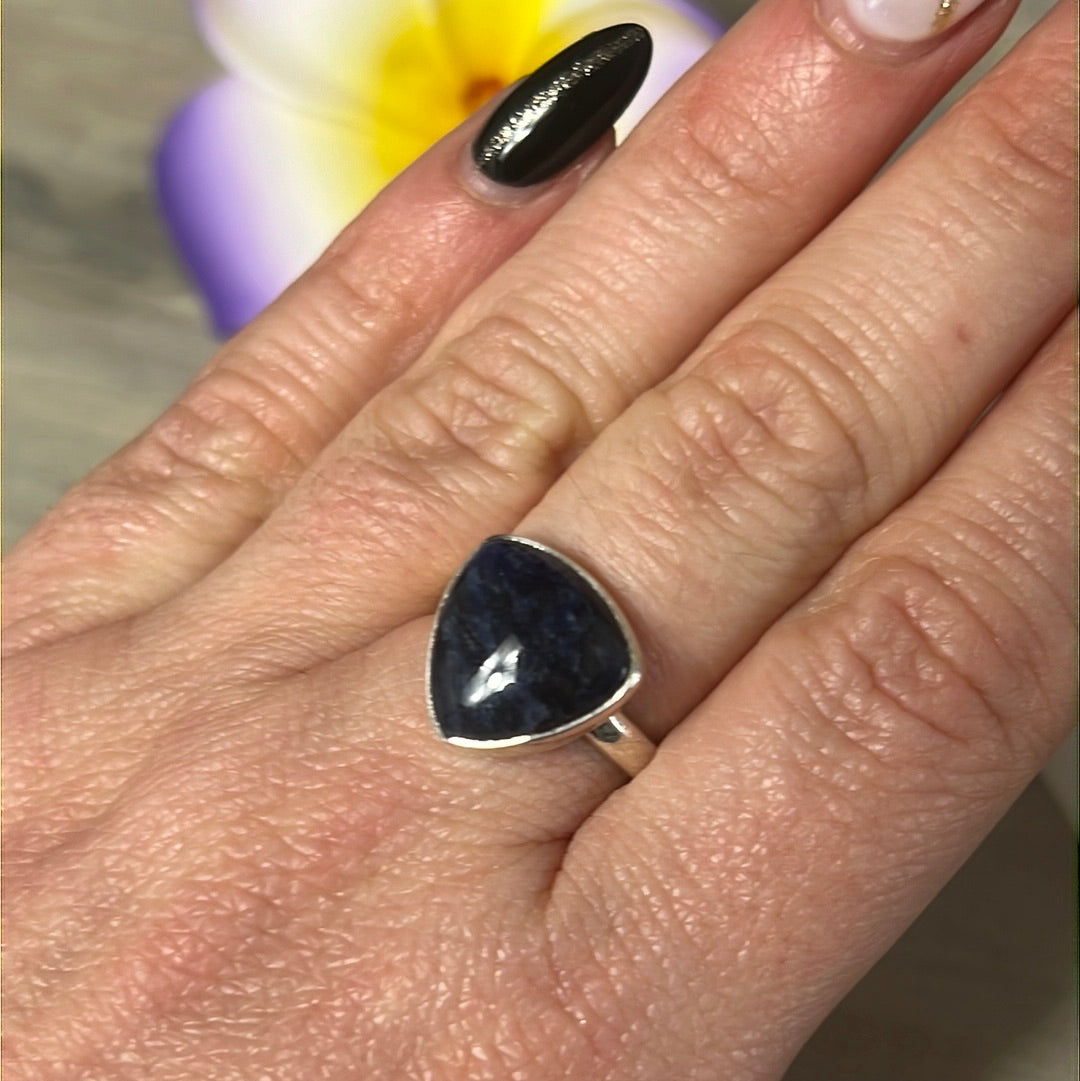 Sodalite 925 Silver Ring -  Size M
