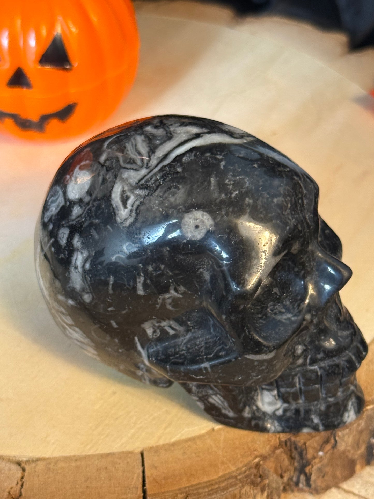 Black Shell Stone Skull