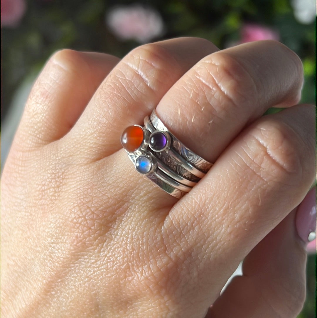 Trio Mix Fidget Spinner Ring - Sterling Silver 925 Size N - N 1/2