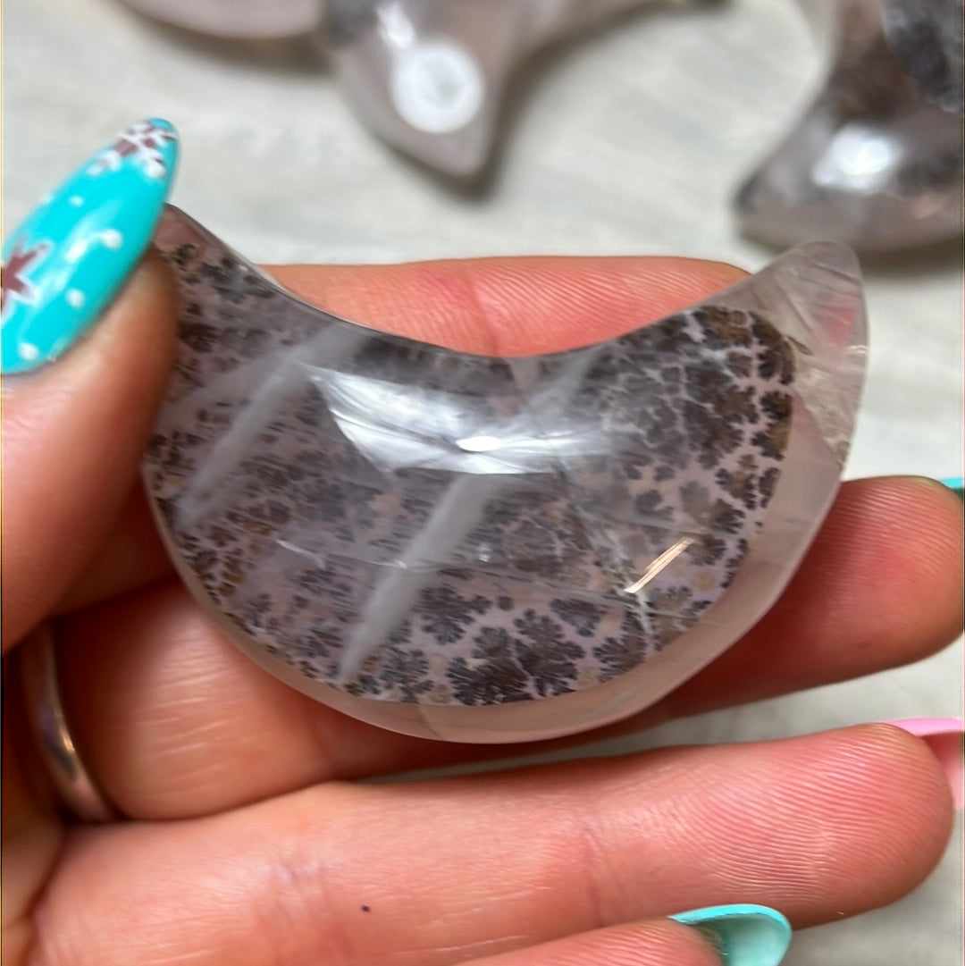 Rose Quartz Dendritic Moon