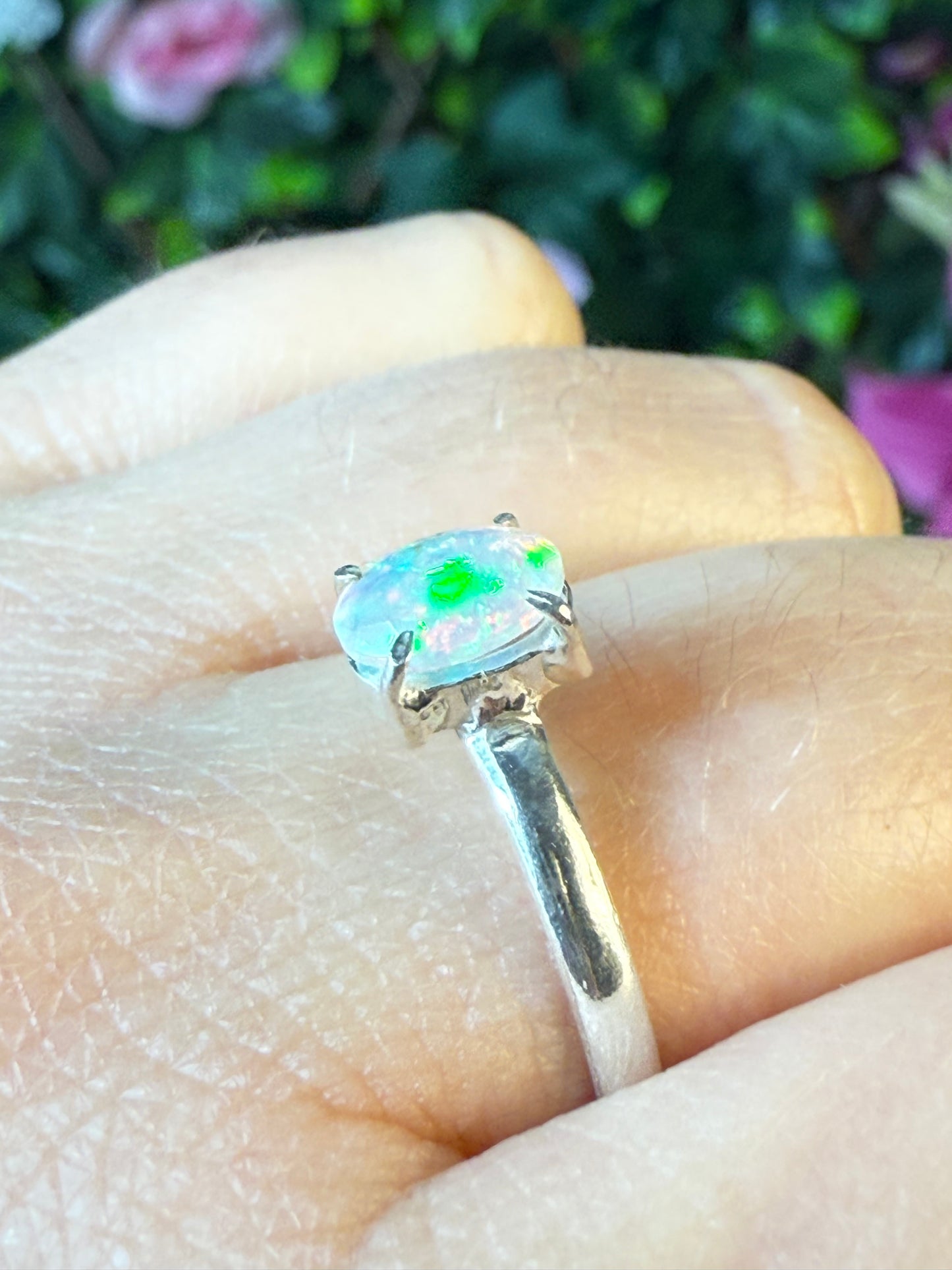 Ethiopian Opal 925 Silver Ring - Size S