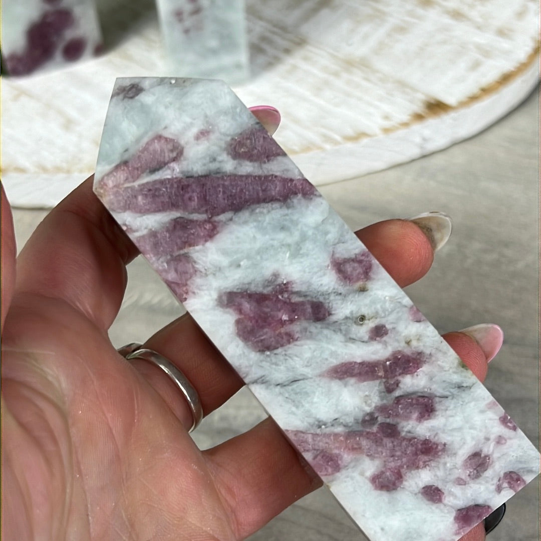 Pink tourmaline and aquamarine Towers Tower Point