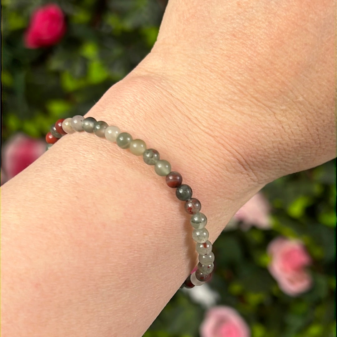 4mm African Bloodstone Bead Bracelet
