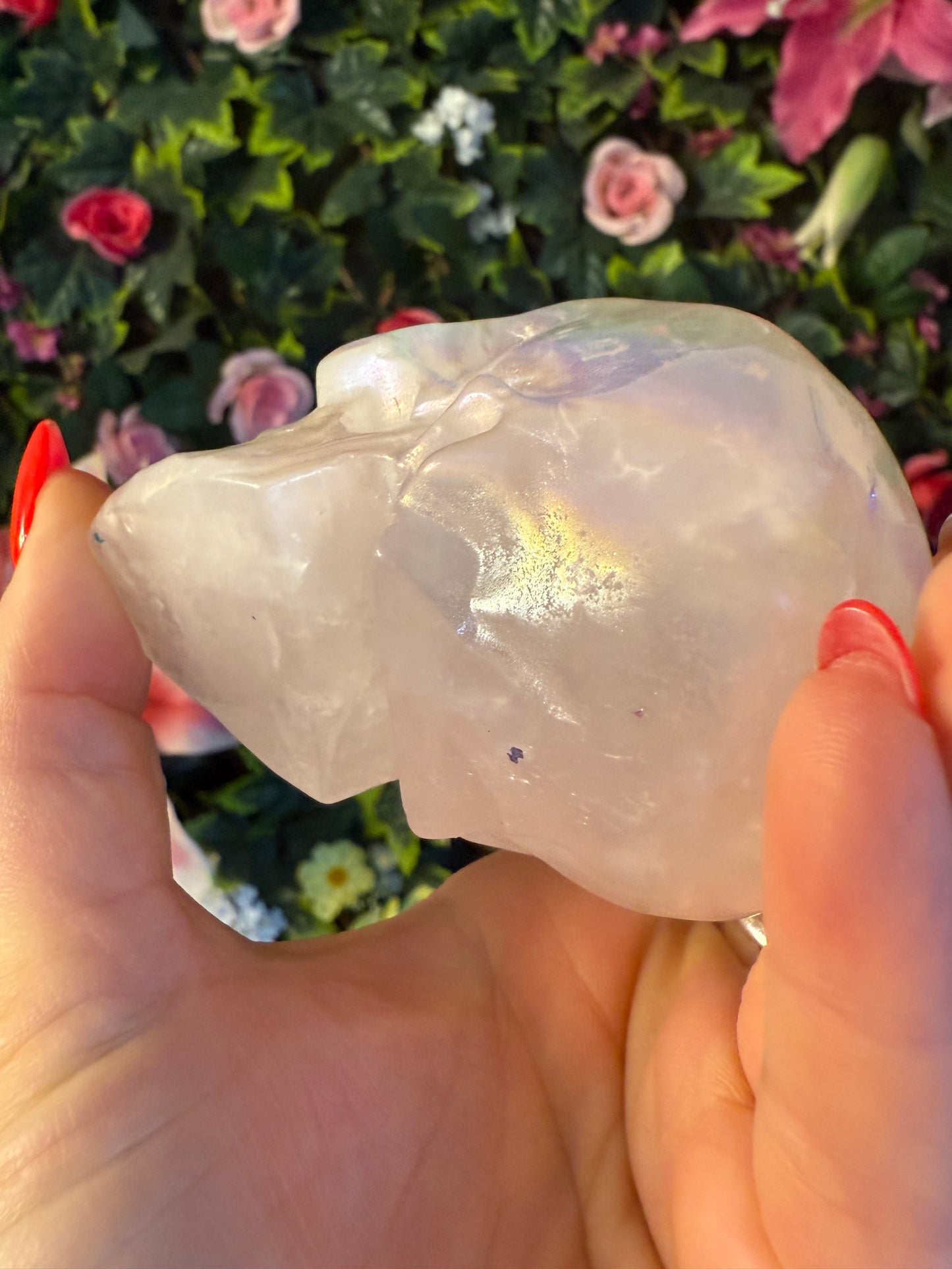 Aura Rose Quartz Skull