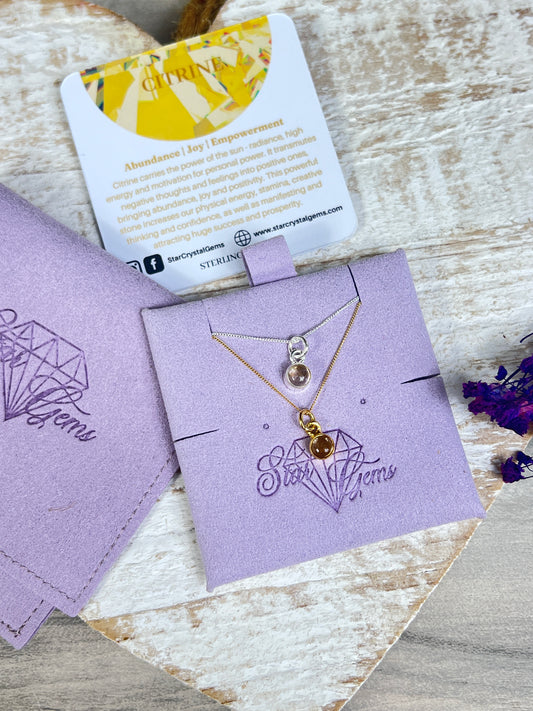 Citrine Silver Personalised Initial Necklace - 925 Sterling Silver