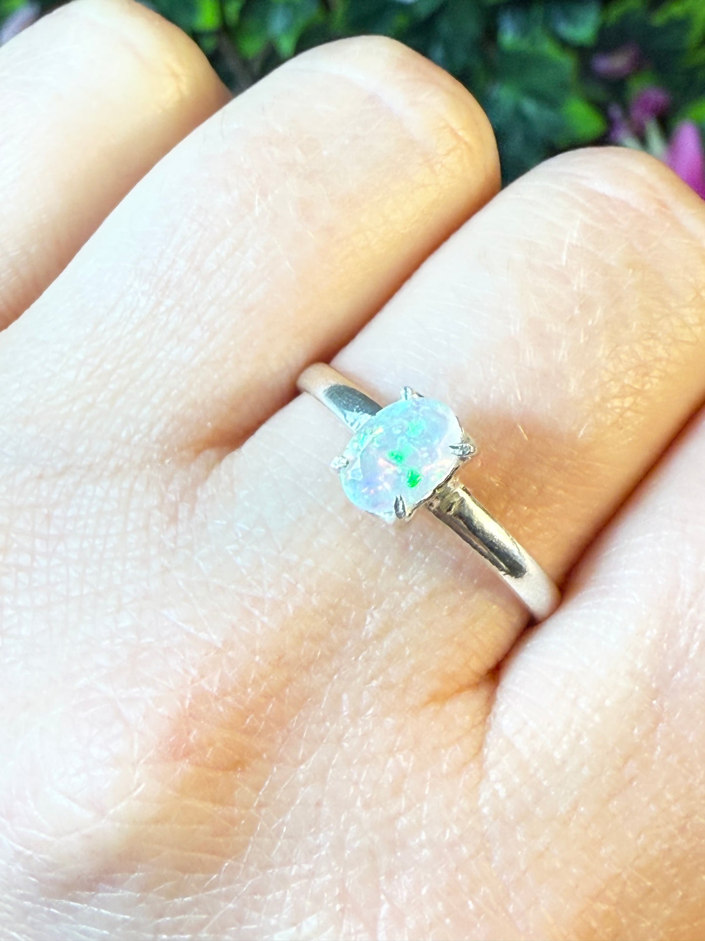 Ethiopian Opal 925 Silver Ring - Size S