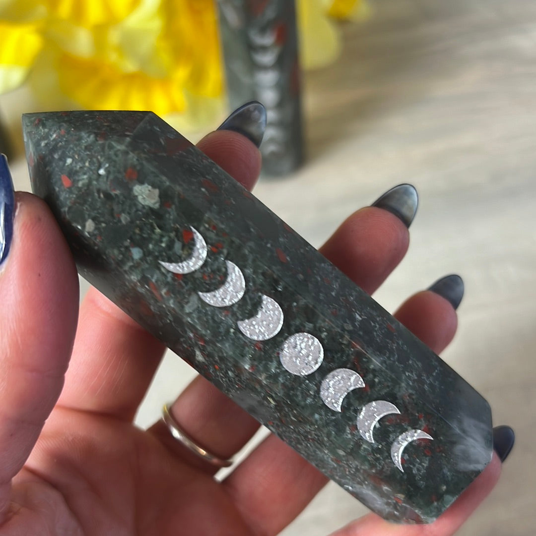 African Bloodstone Moon Phase Lunar Point Tower
