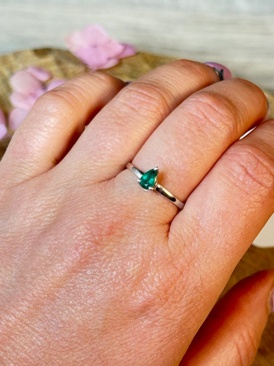 Zambian Emerald - Rare 925 Silver Ring - Size P 1/2