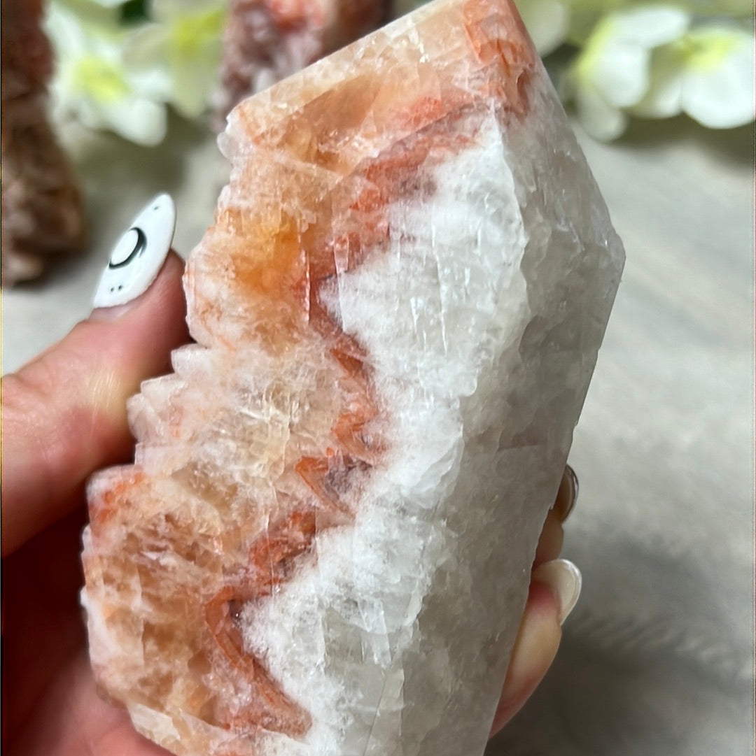 Sunstone, Orchid & Orange Calcite Druzy Tower Points