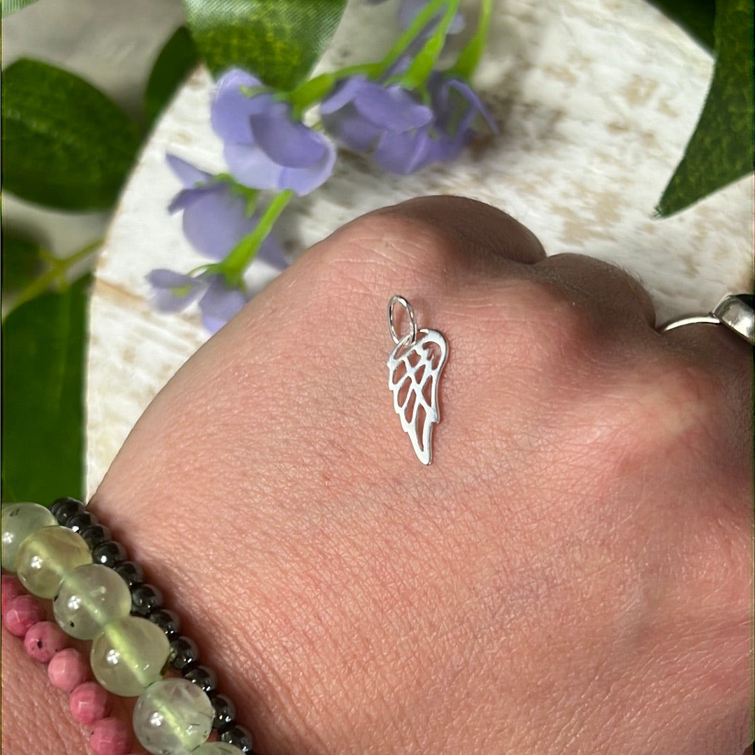 Open Angel Wing Feather 925 Sterling Silver Pendant Charm