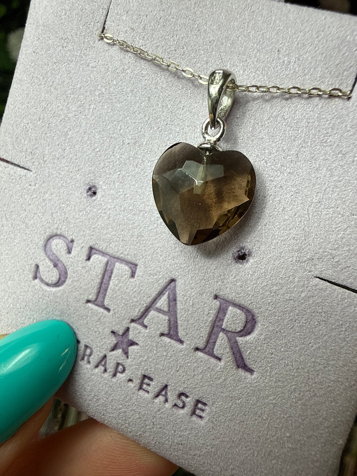 Smoky Facet Heart 925 Silver Pendant