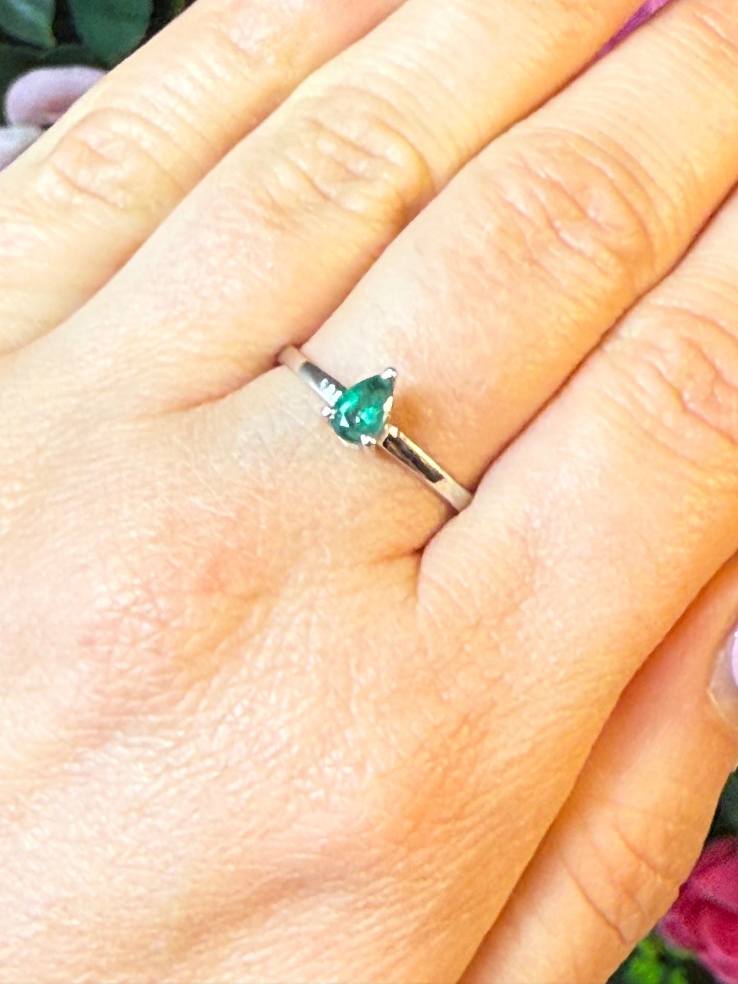 Zambian Emerald - Rare 925 Silver Ring - Size P 1/2