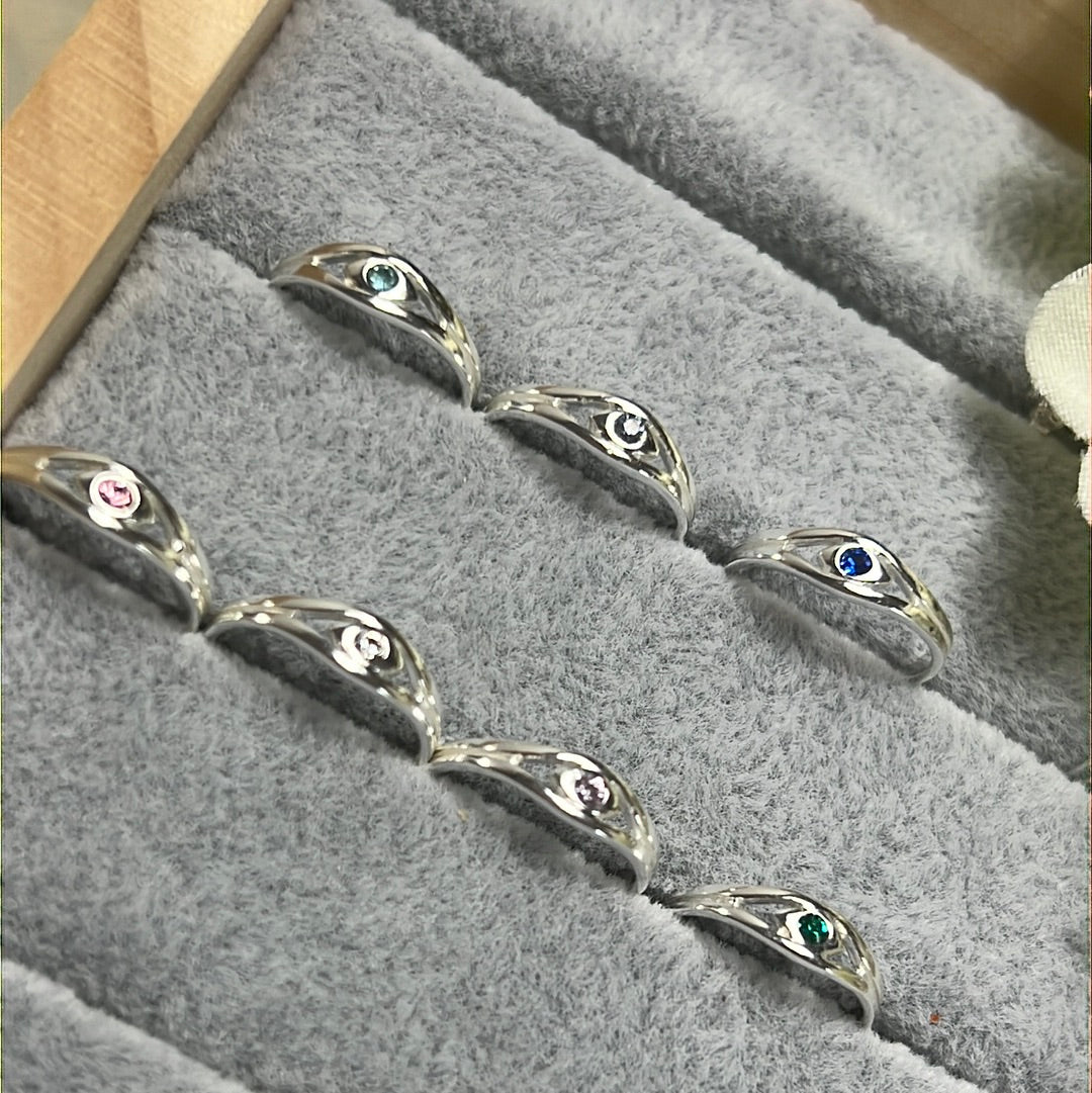 Evil Eye CZ - Mini Iddy Diddy - ( child / toe ) Adjustable 925 Sterling Silver Ring (Copy