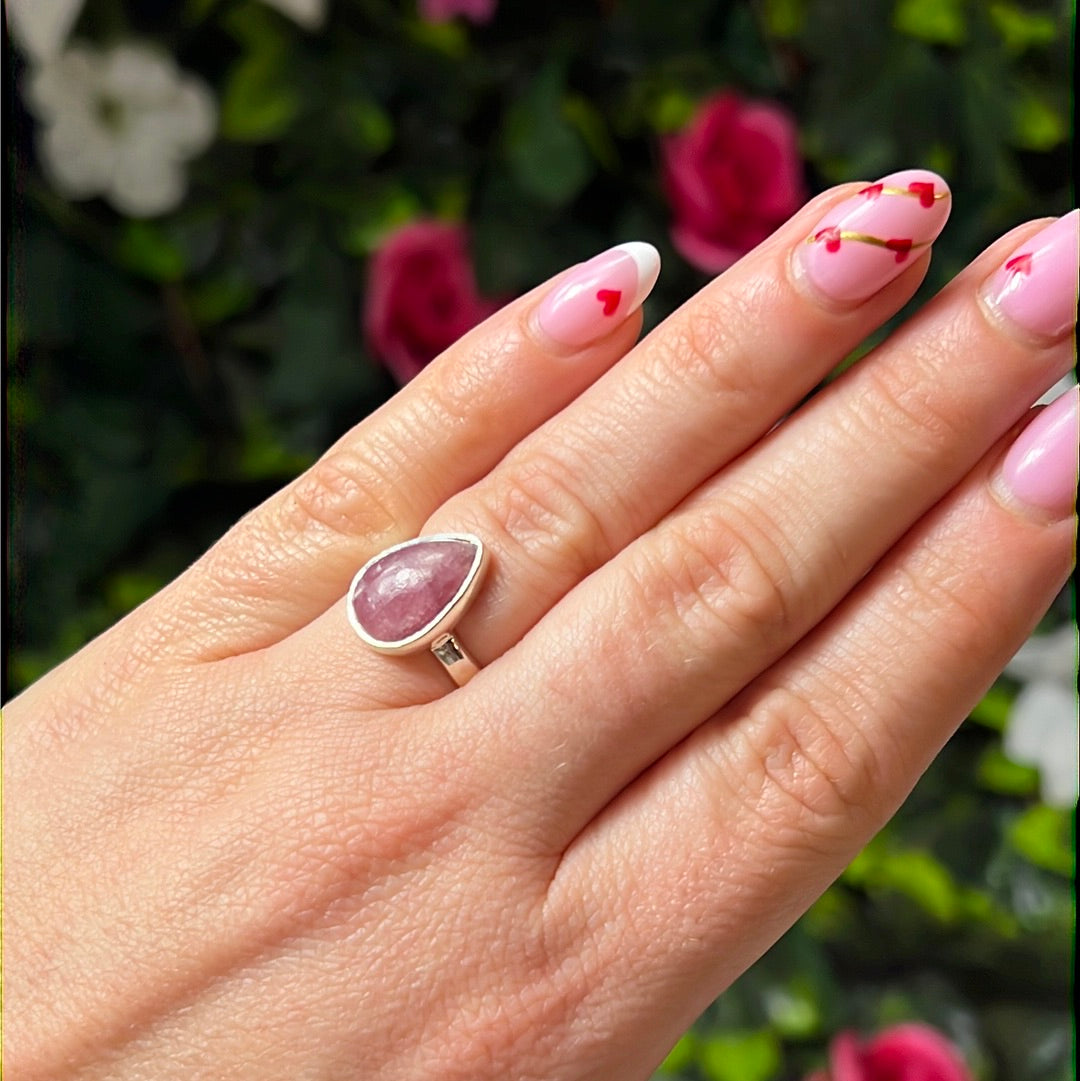 Pink Tourmaline 925 Silver Ring - Size L 1/2  AA GRADE