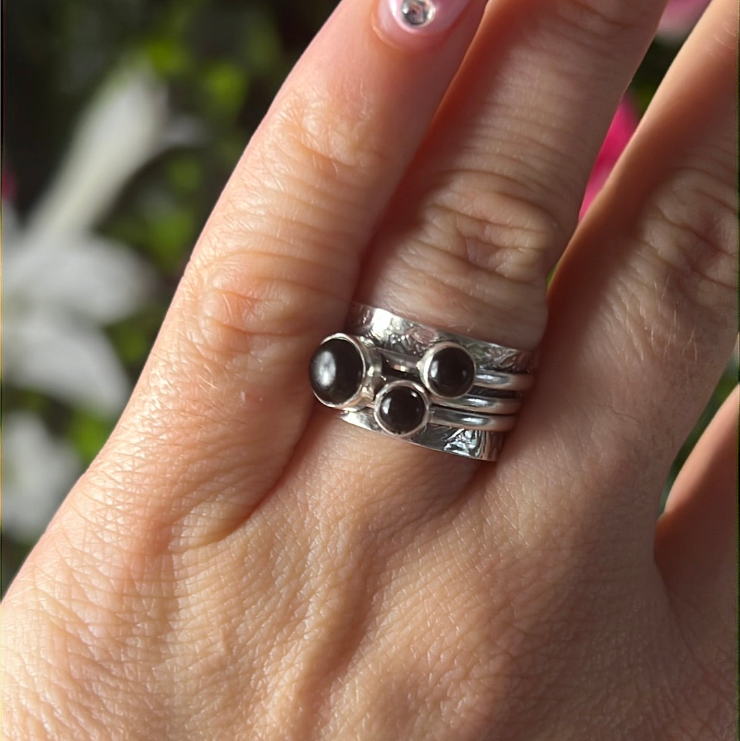 Trio Fidget Spinner Ring - Sterling Silver 925 Size M