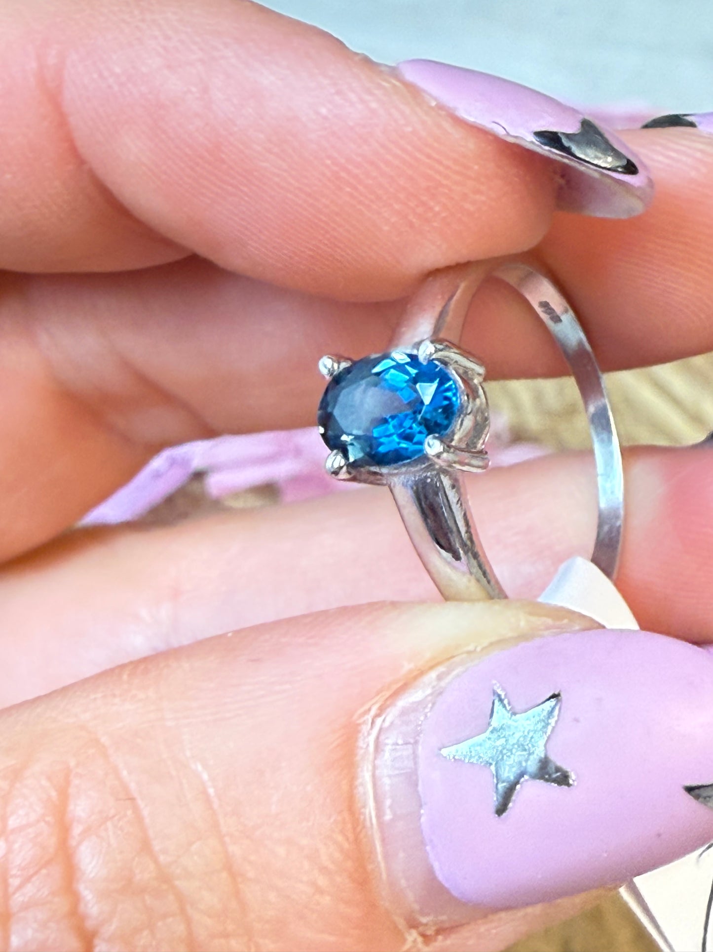 London Blue Topaz 925 Ring - Size P 1/2