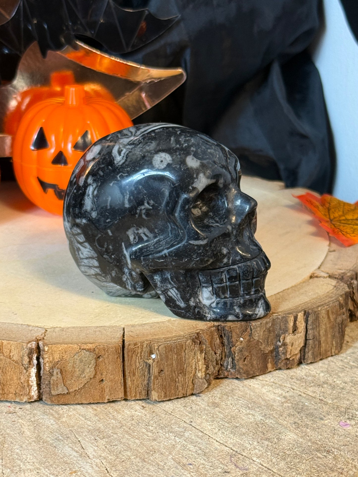 Black Shell Stone Skull
