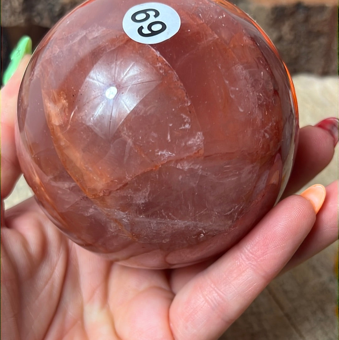 XL Fire Quartz, Rose Hematoid Sphere- star rose